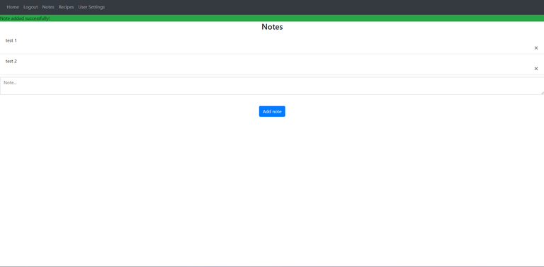Image of the user having entered some example notes